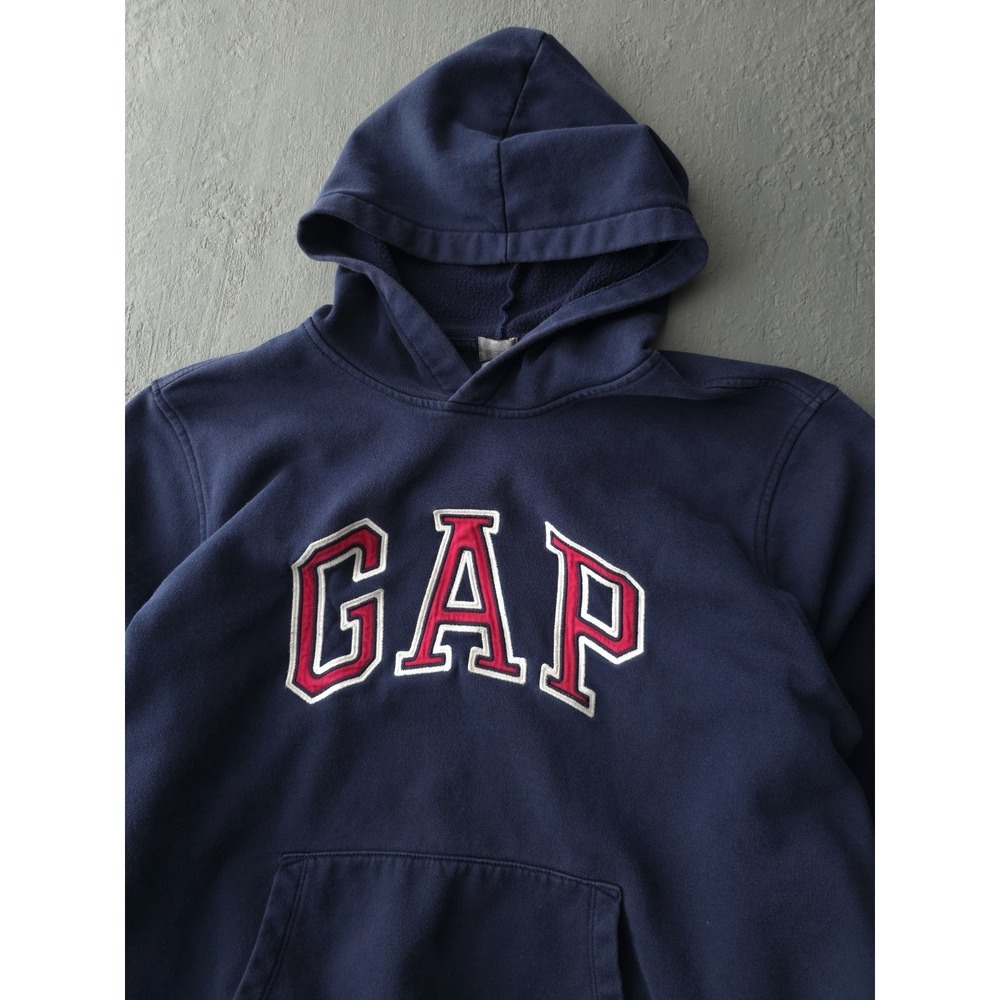 GAP Sweatshirt Hoodie Men's XL Navy Blue Spellout Logo Embroidered - Picture 2 of 9